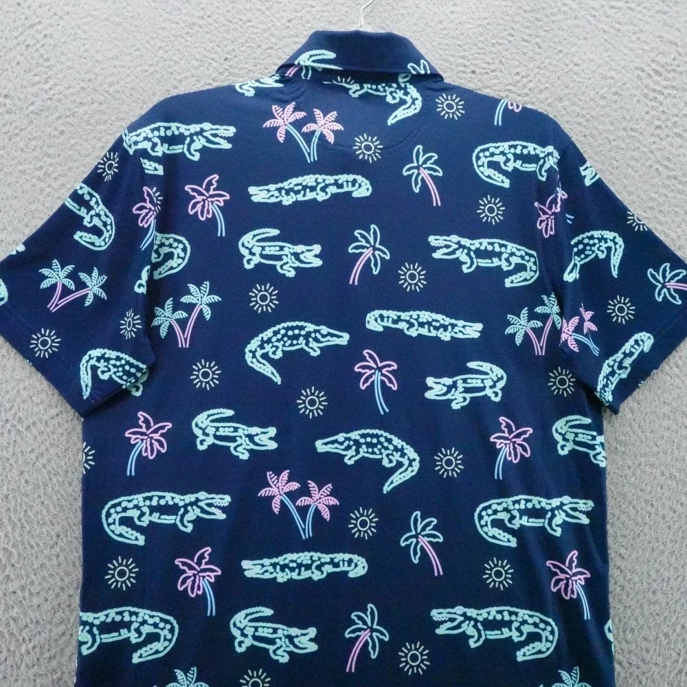 Chubbies Mens Short Sleeve All Over Gator Print Polo Shirt Blue Small NEW